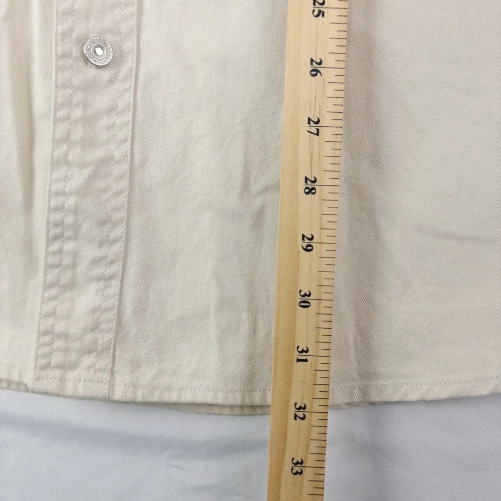 Levi's L Cream Long Sleeve Button Up Shirt Cotton Twill Canvas Workwear Casual